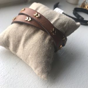 Stella & Dot Chevron Leather Wrap Bracelet